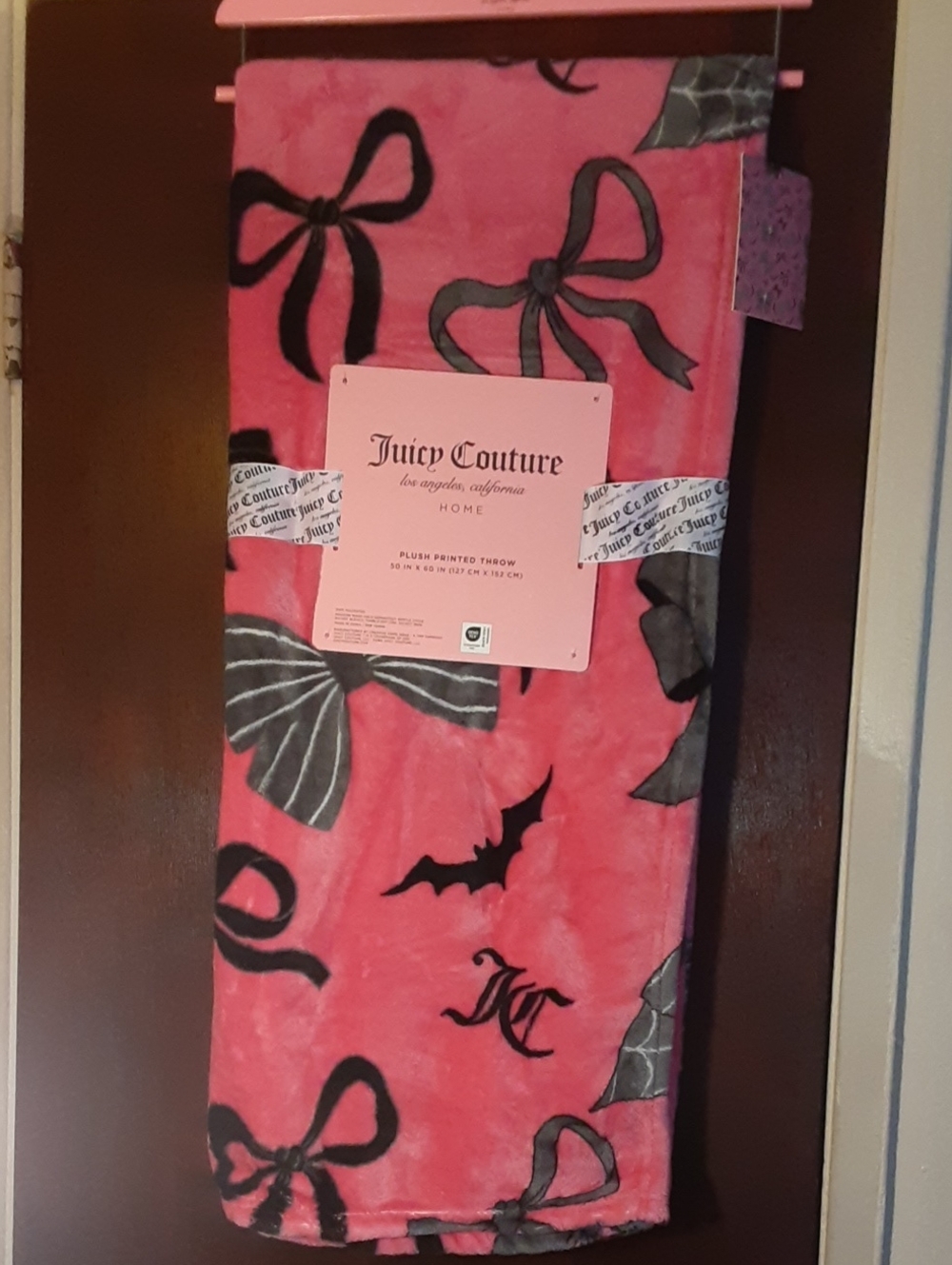 Juicy Couture blanket pink bat bow